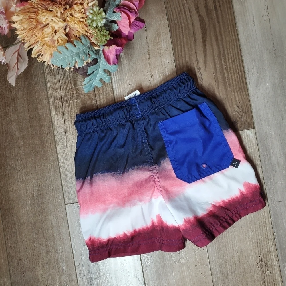 Art Class Boys' Ombre Swim Trunks Size XS (4/5) Red White Blue NWOT